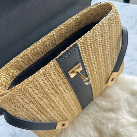 Black woven straw summer  handbag - Picture 10 of 10